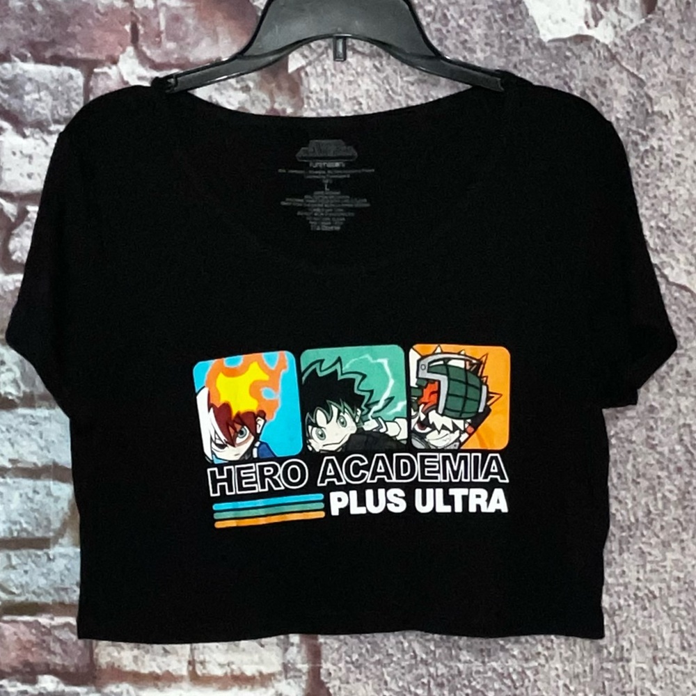 My Hero Academia Women's Black Short Sleeve Crop Top Shirt Size L by Funimation